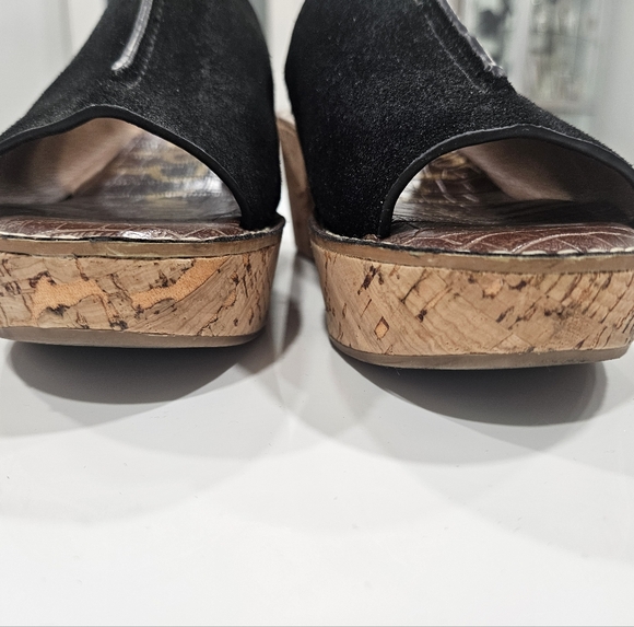 Ladies Sam Edelman Black Suede Cork Wedge Sandals 8M 38 - Picture 10 of 14